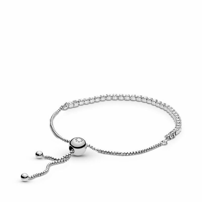 Pandora Sparkling Slider Tennis Bracelet Ireland - Sterling Silver/Silicone/Cubic Zirconia - 291708H